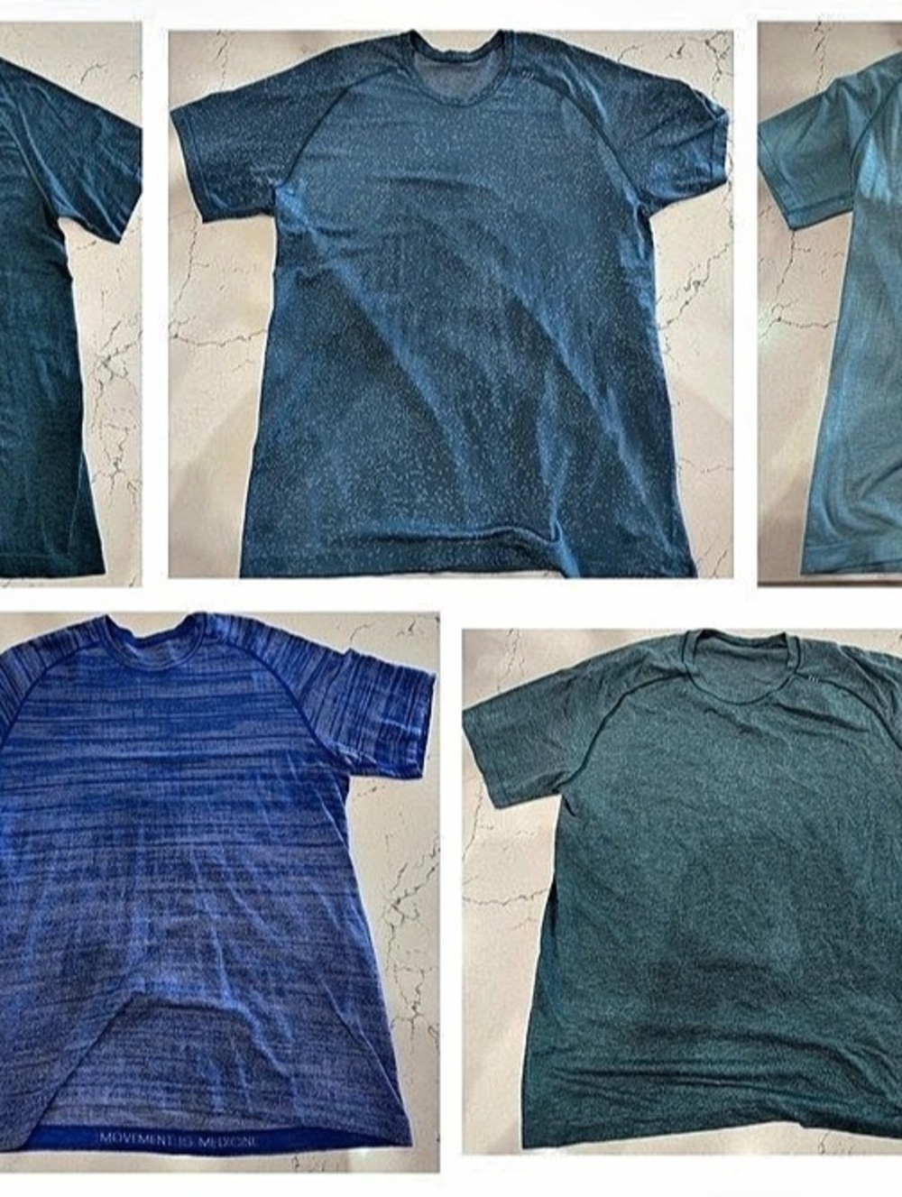 Lot of 5 Lululemon Metal Vent Tech Short Sleeve Shirts Men's XL Blue Teal Aqua